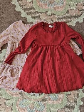 Burts Bees Toddler Dress Bundle Euc Pink Pattern And Red